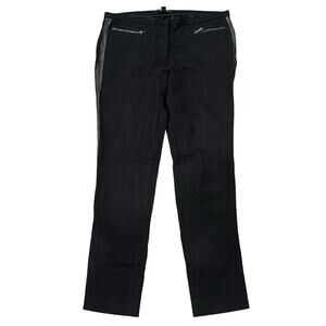Ann Taylor Women's Mid Rise Faux Leather Side Strip Ankle Pant Black  6